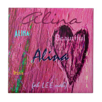 Alina Name and Irish Meaning with Pink Heart tiles