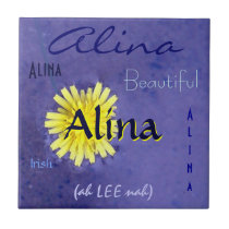 Alina Name and Irish Meaning with Yellow Flower tiles
