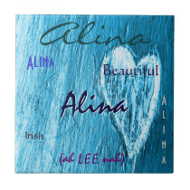 Alina Name Irish Meaning with Baby Blue Heart tiles