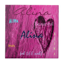 Alina Name Irish Meaning with Bright Pink Heart tiles