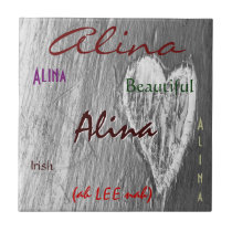 Alina Name Irish Meaning with Light Grey Heart tiles