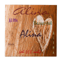 Alina Name Irish Meaning with Light Orange Heart tiles