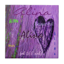 Alina Name Irish Meaning with Purple Heart tiles