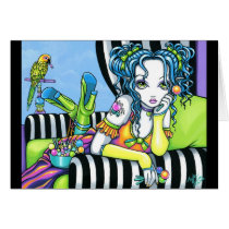 "Alisha" Candy Rainbow Parrot Fae Art Card cards