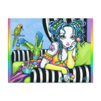 "Alisha" Candy Rainbow Parrot Fae Art Postcard postcards