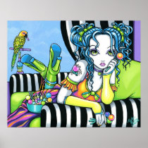"Alisha" Candy Rainbow Parrot Fae Art Poster posters