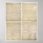 All 4 Original Pages of United States Constitution Poster