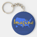 All 50 States Blue Keychain