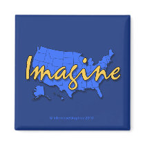 All 50 States Blue Magnet