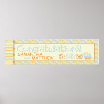 All Aboard! Baby Shower Banner Poster