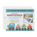 All Aboard Train Boy's Birthday Invitation (aqua)