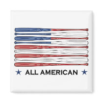 All American baseball flag magnet