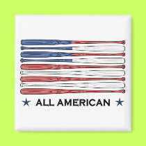 All American baseball flag magnet
