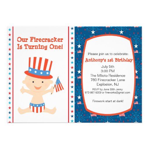 All American Boys First Birthday Invitation (front side)