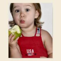 All American Girl Eating Apple Print Poster posters