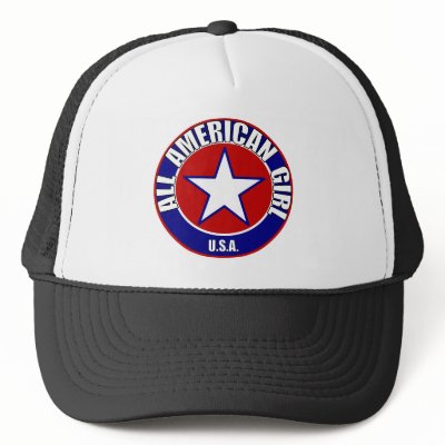cool girls with cap. All American Girl trucker hat by 4thJulyTshirts