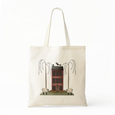 All dem Blessings · Sheep & Saltbox House Canvas Bag by CSCountryCuties