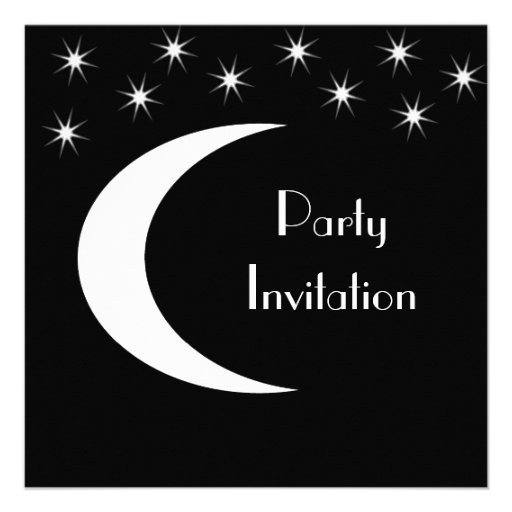 All Events Black & White Moon Stars Party Invites