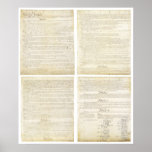 All Four ORIGINAL Pages of the U.S. Constitution Posters