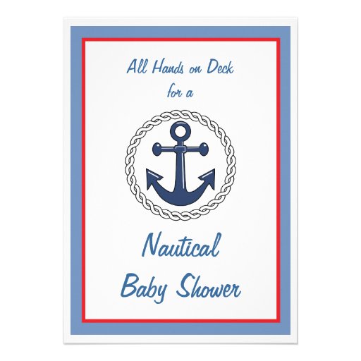 All Hands Nautical Baby Shower Invitations (front side)