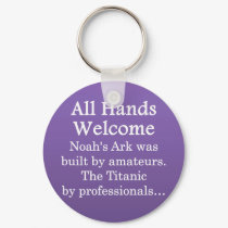All Hands Welcome keychains