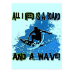 ALL I NEED IS A BOARD AND A WAVE POSTCARD