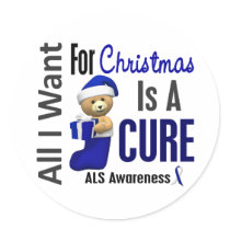 All I Want For Christmas ALS stickers by awarenessgifts All I Want For Christmas ALS stickers