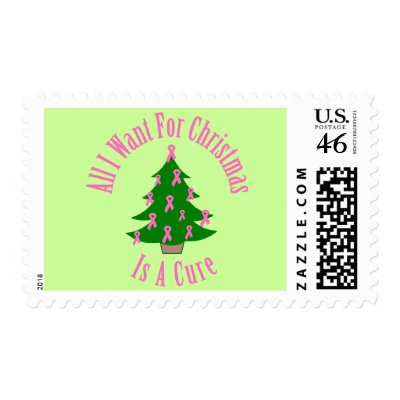 All I Want For Christmas Is A Cure (Pink Ribbon) Stamp by HelpRaiseAwareness