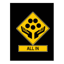 All In Caution Sign Post Cards