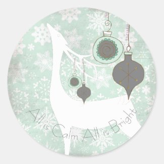 All is Calm All is Bright Deer Round Sticker
