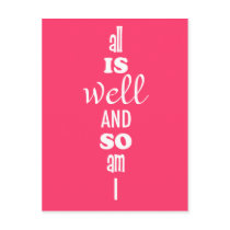 All is Well and so am I Affirmation Postcard