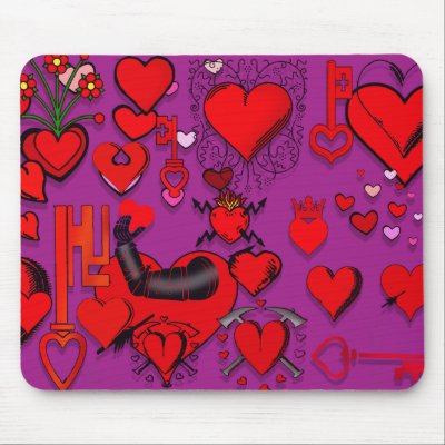 All loved up - hearts and passion love theme mousepads by Funkart