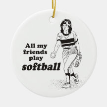 All my friends play softball christmas tree ornaments