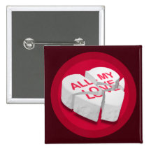 All My Love Broken Heart Square Button