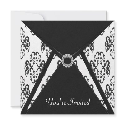All Occasion Black Damask Party Invites by decembermorning