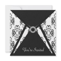 All Occasion Black Damask Party Invites