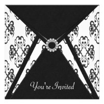 All Occasion Black Damask Party invitations