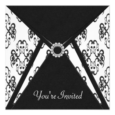 All Occasion Black Damask Party Invites