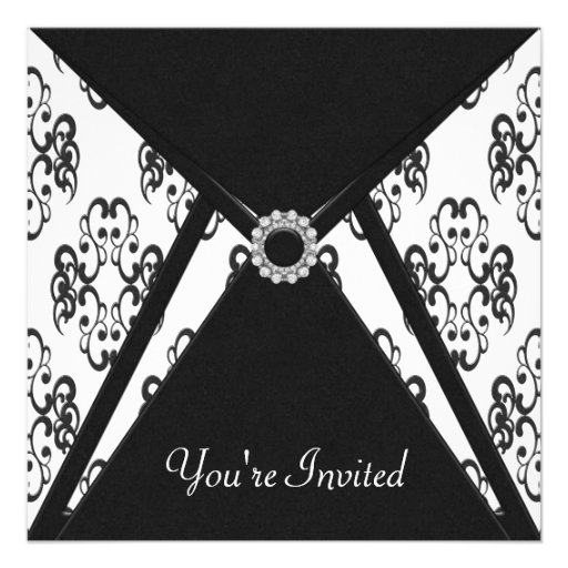 All Occasion Black Damask Party Invites
