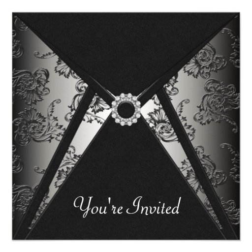 All Occasion Black Damask Party Template Custom Invitations