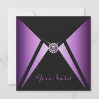 All Occasion Black Purple Party Invitations