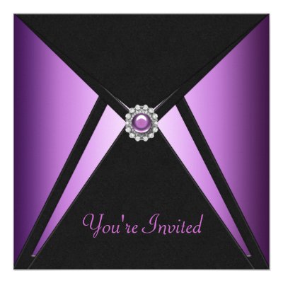 All Occasion Black Purple Party Invitations