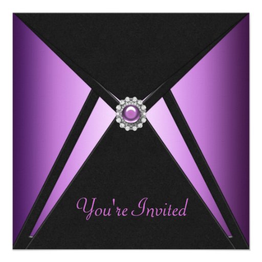 All Occasion Black Purple Party Invitations
