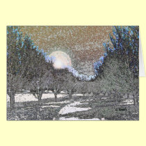All Occasion Greeting Card-Moon Rise Over Trees cards