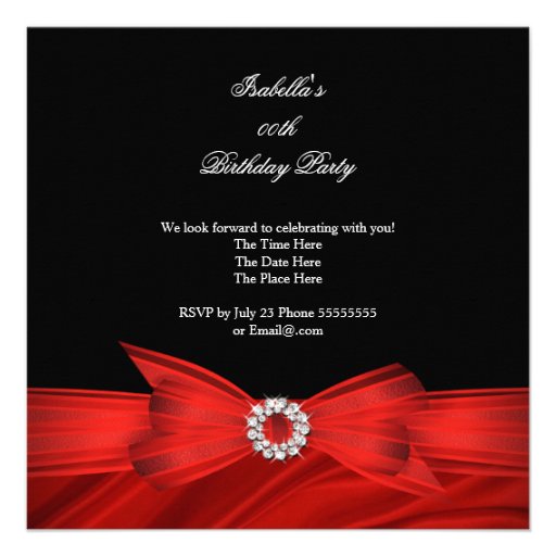 All Occasion Luxury Red Bow Black Party Personalized Announcement
