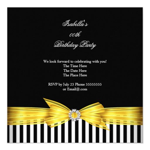 All Occasion Yellow Black White Stripe Party Invitation