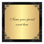All Occasions Elegant Pale Gold Black Floral Custom Invitation