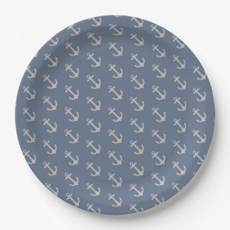 All Over Anchor Pattern Paper Plate 9 Inch Paper Plate