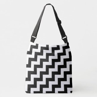 All-Over-Print Black and White Diagonal Zigzags
