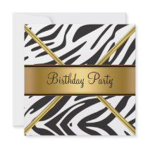 All Parties Birthday Zebra Invitation